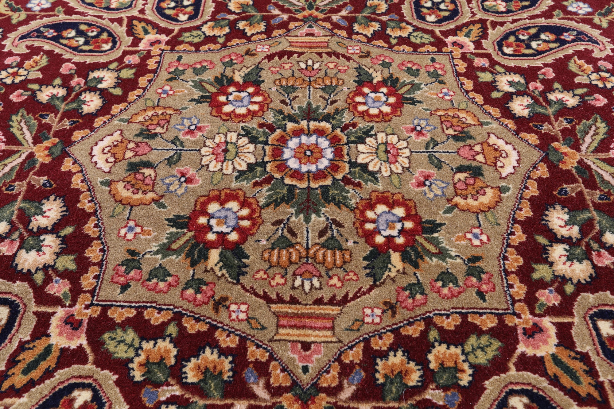 Blue Persian Tabriz Handmade Wool Rug - 8' 9" X 12' 2" - Golden Nile
