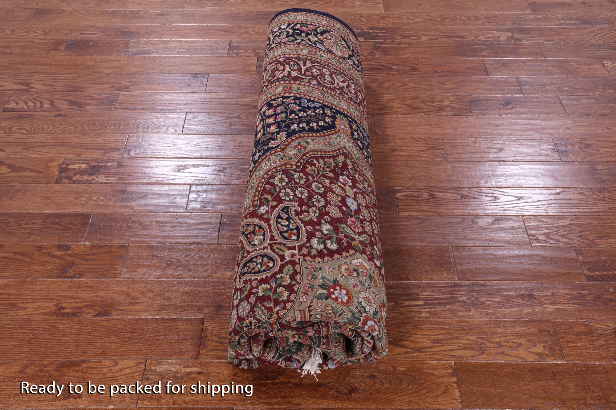 Blue Persian Tabriz Handmade Wool Rug - 8' 9" X 12' 2" - Golden Nile