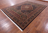 Blue Persian Tabriz Handmade Wool Rug - 8' 9" X 12' 2" - Golden Nile