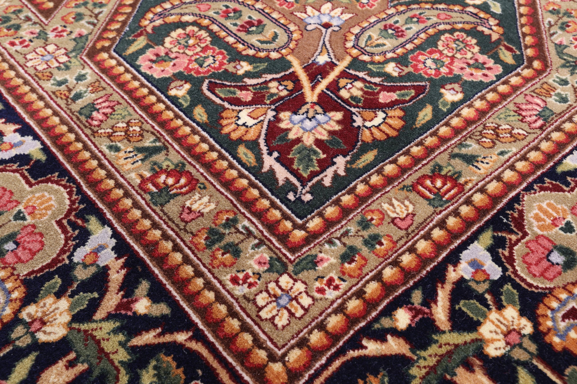 Blue Persian Tabriz Handmade Wool Rug - 8' 9" X 12' 2" - Golden Nile