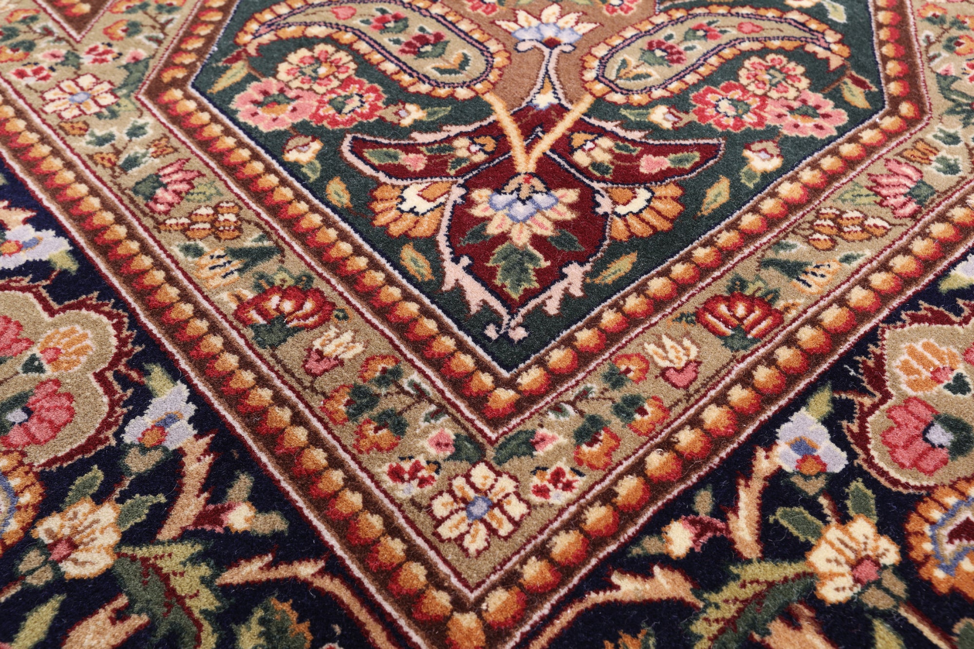 Blue Persian Tabriz Handmade Wool Rug - 8' 9" X 12' 2" - Golden Nile