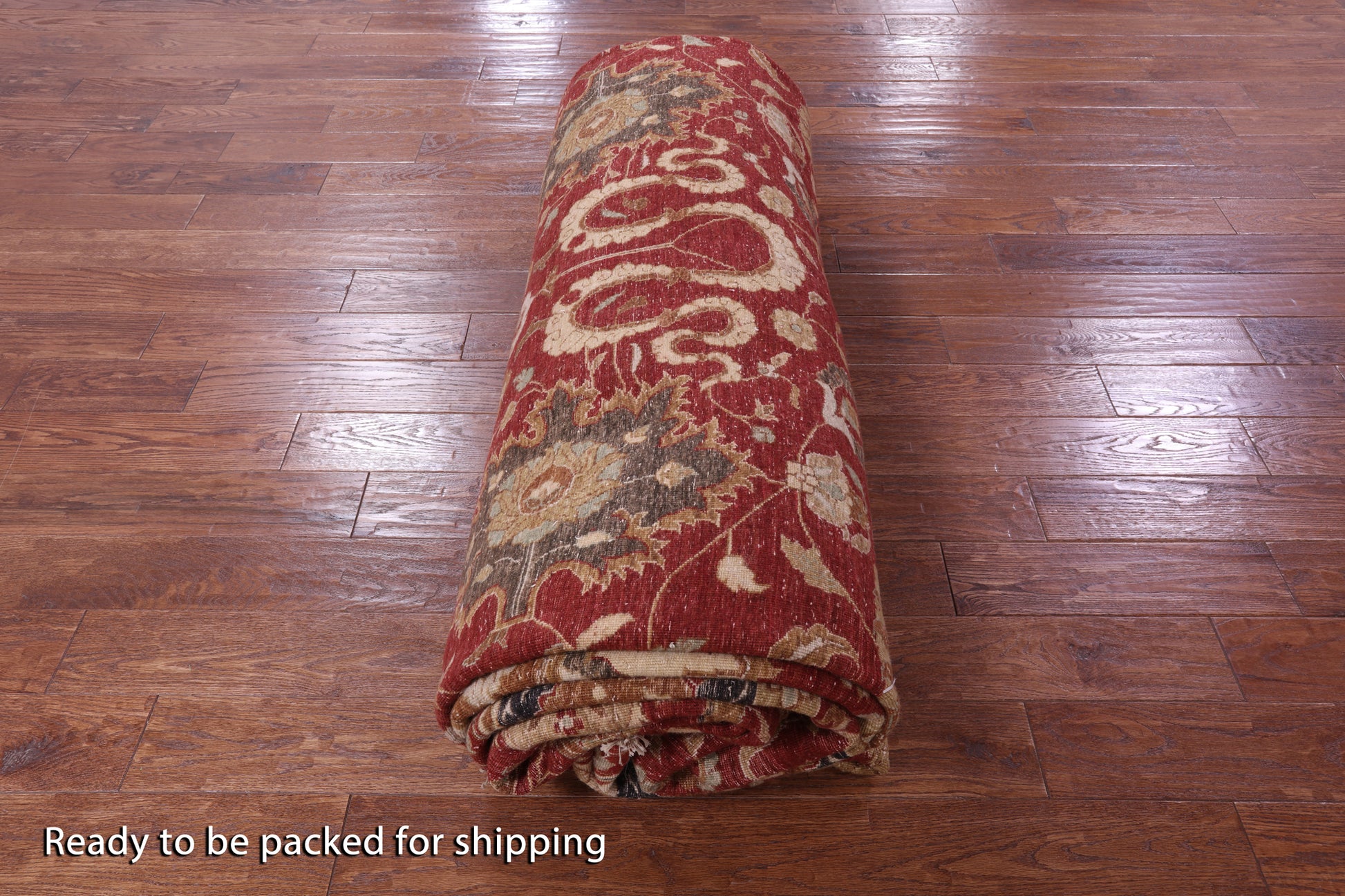 Red Persian Tabriz Handmade Wool Rug - 12' 0" X 17' 10" - Golden Nile