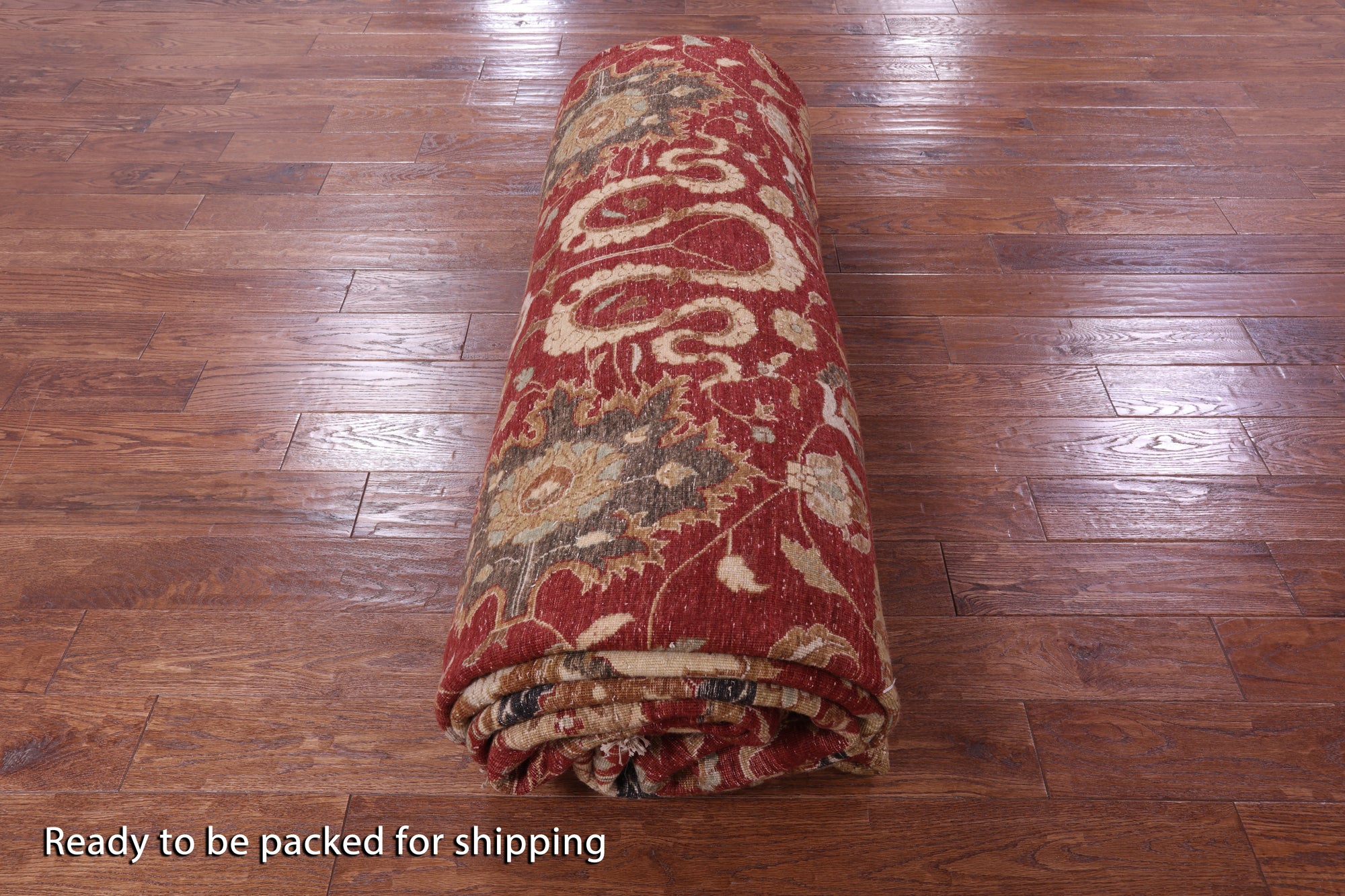 Red Persian Tabriz Handmade Wool Rug - 12' 0" X 17' 10" - Golden Nile