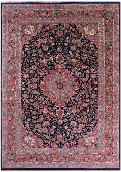 Blue Fine Persian Bijar Hand Knotted Wool Rug - 12' 0" X 17' 10" - Golden Nile