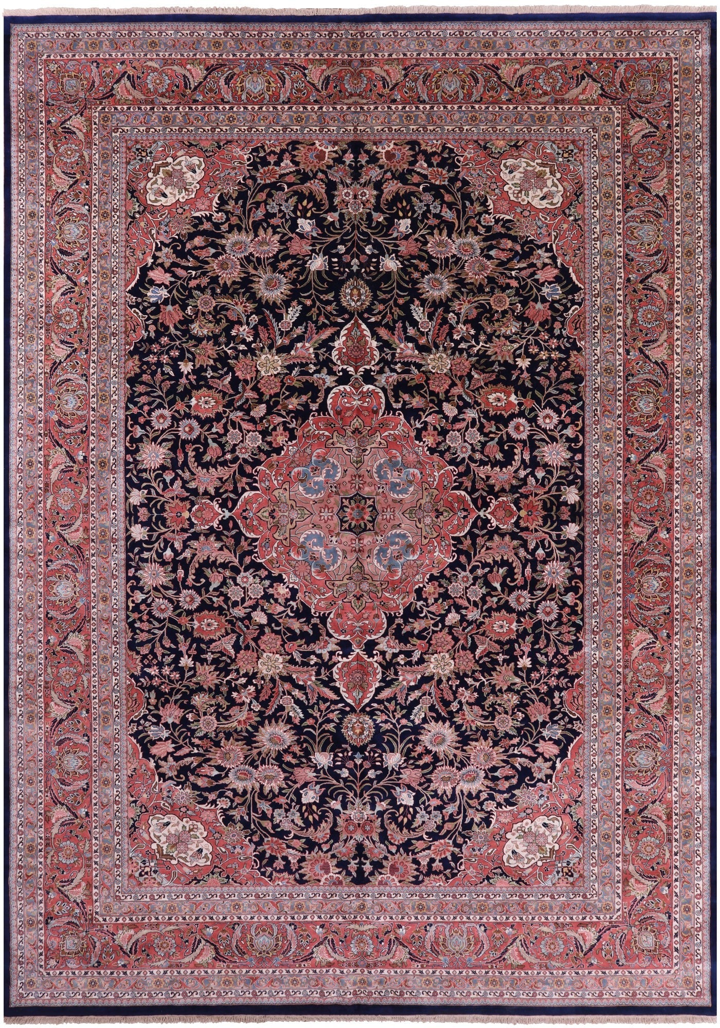 Blue Fine Persian Bijar Hand Knotted Wool Rug - 12' 0" X 17' 10" - Golden Nile