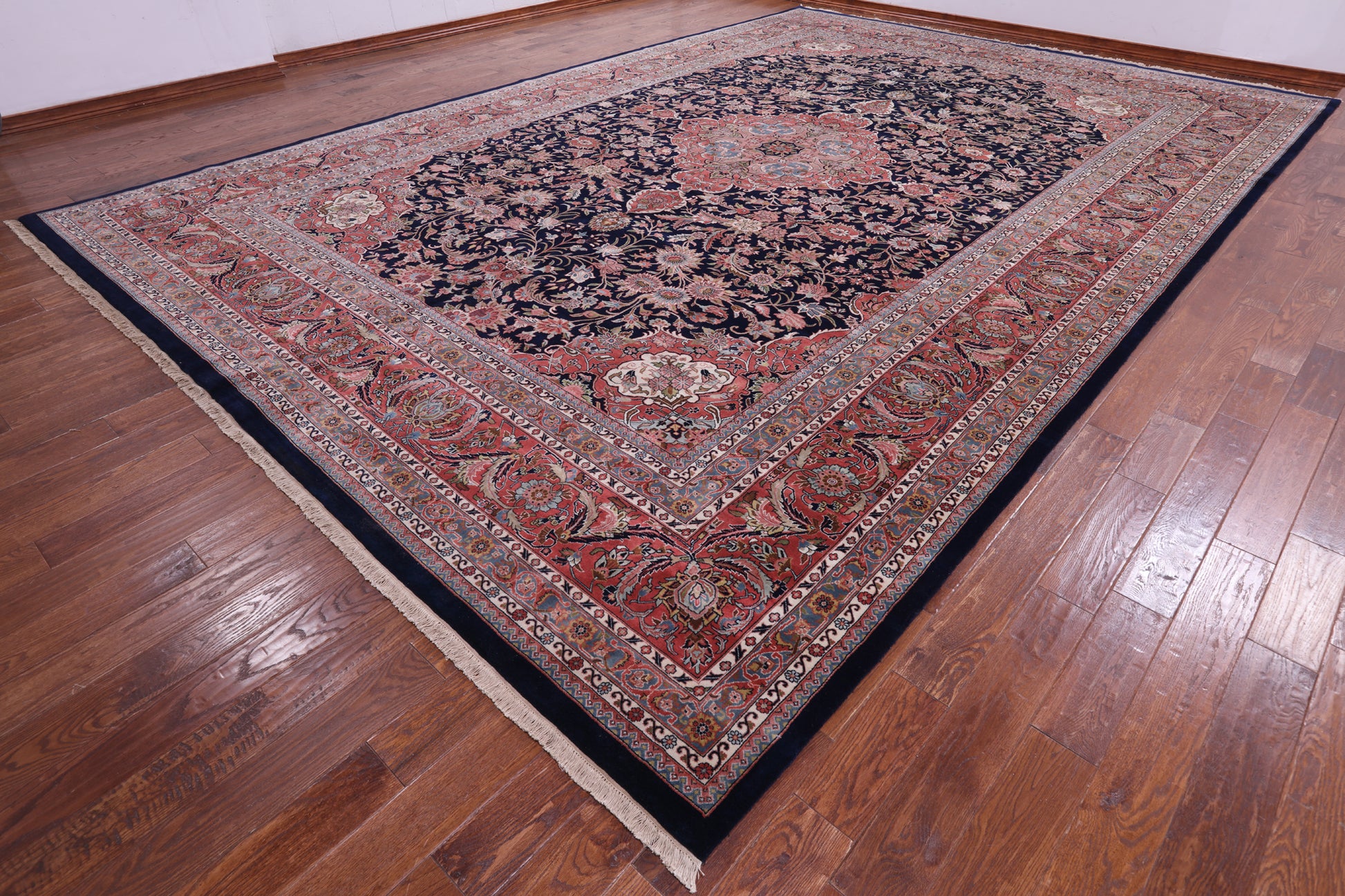 Blue Fine Persian Bijar Hand Knotted Wool Rug - 12' 0" X 17' 10" - Golden Nile