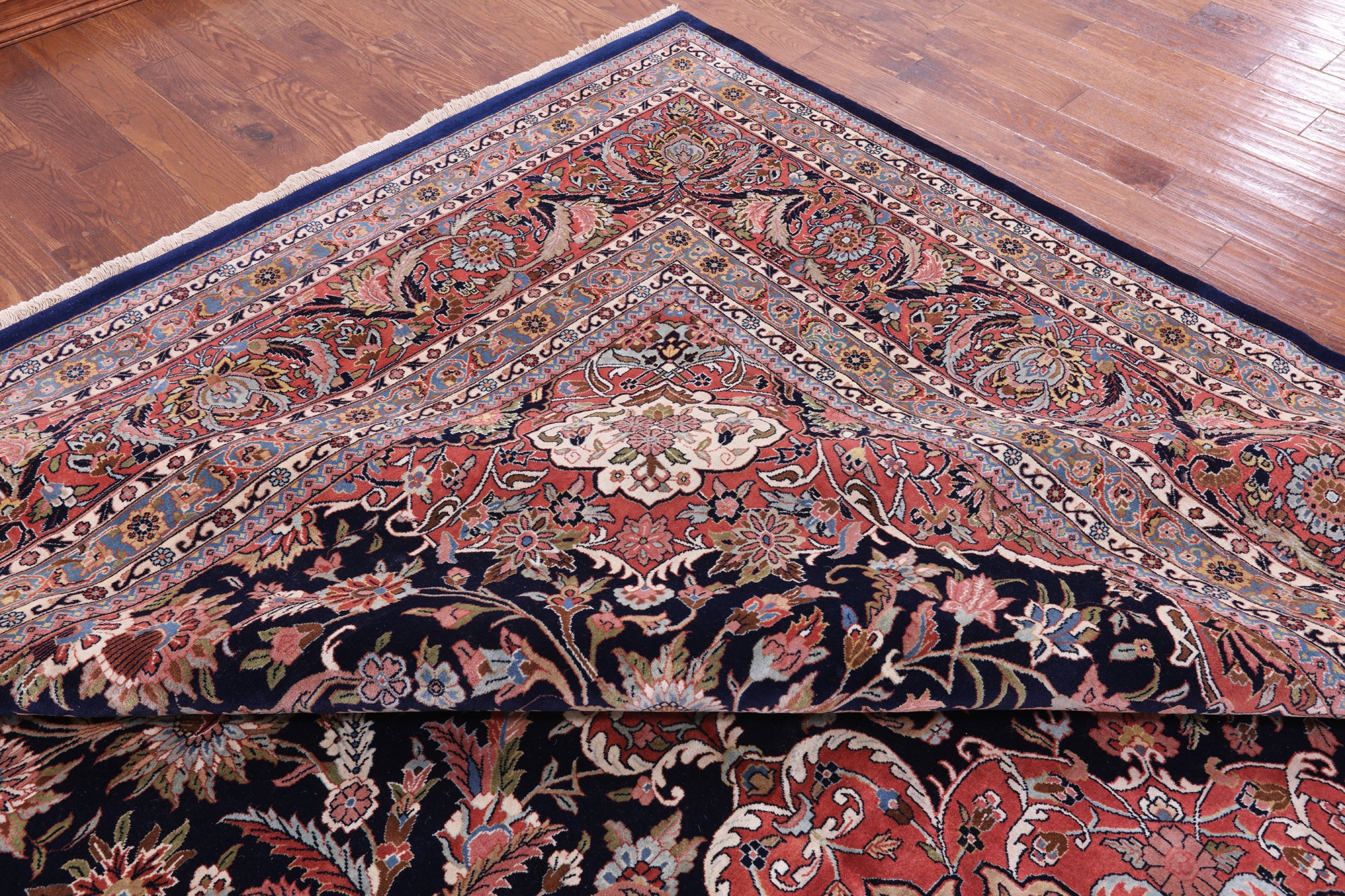 Blue Fine Persian Bijar Hand Knotted Wool Rug - 12' 0" X 17' 10" - Golden Nile