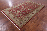 Red Persian Tabriz Hand Knotted Wool Rug - 6' 0" X 9' 0" - Golden Nile