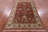 Red Persian Tabriz Hand Knotted Wool Rug - 6' 0" X 9' 0" - Golden Nile