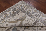 Ivory Turkish Oushak Hand Knotted Wool Area Rug - 8' 3" X 9' 9" - Golden Nile