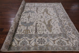 Ivory Turkish Oushak Hand Knotted Wool Area Rug - 8' 3" X 9' 9" - Golden Nile