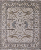 Ivory Turkish Oushak Hand Knotted Wool Area Rug - 8' 3" X 9' 9" - Golden Nile