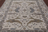 Ivory Turkish Oushak Hand Knotted Wool Area Rug - 8' 3" X 9' 9" - Golden Nile