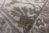 Ivory Turkish Oushak Hand Knotted Wool Area Rug - 8' 3" X 9' 9" - Golden Nile