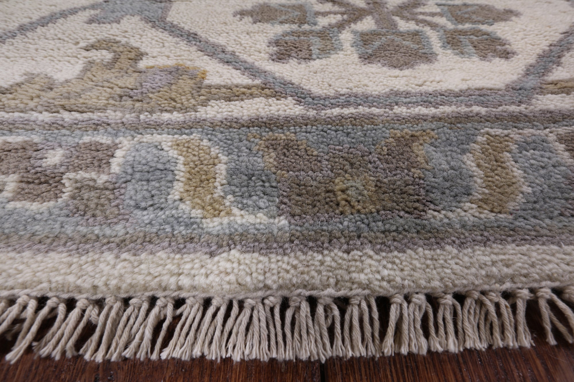 Ivory Turkish Oushak Hand Knotted Wool Area Rug - 8' 3" X 9' 9" - Golden Nile