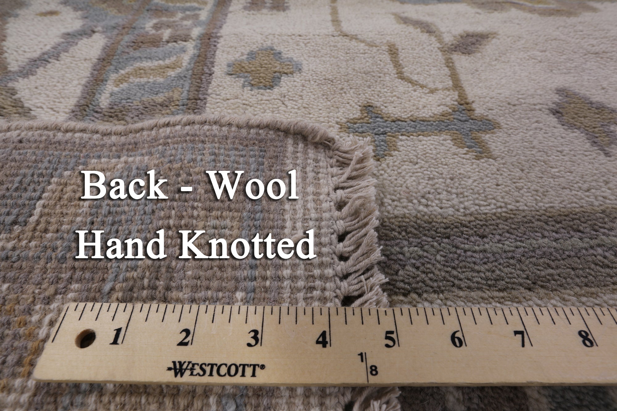 Ivory Turkish Oushak Hand Knotted Wool Area Rug - 8' 3" X 9' 9" - Golden Nile