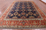 Blue Persian Heriz Serapi Hand Knotted Wool Rug - 12' 0" X 15' 0" - Golden Nile
