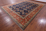 Blue Persian Heriz Serapi Hand Knotted Wool Rug - 12' 0" X 15' 0" - Golden Nile