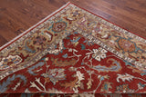Red Persian Heriz Serapi Handmade Wool Rug - 8' 8" X 12' 3" - Golden Nile