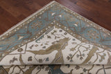 Ivory Turkish Oushak Hand Knotted Wool Area Rug - 8' 0" X 9' 10" - Golden Nile
