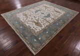 Ivory Turkish Oushak Hand Knotted Wool Area Rug - 8' 0" X 9' 10" - Golden Nile