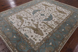 Ivory Turkish Oushak Hand Knotted Wool Area Rug - 8' 0" X 9' 10" - Golden Nile