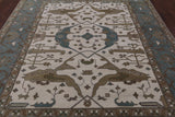 Ivory Turkish Oushak Hand Knotted Wool Area Rug - 8' 0" X 9' 10" - Golden Nile