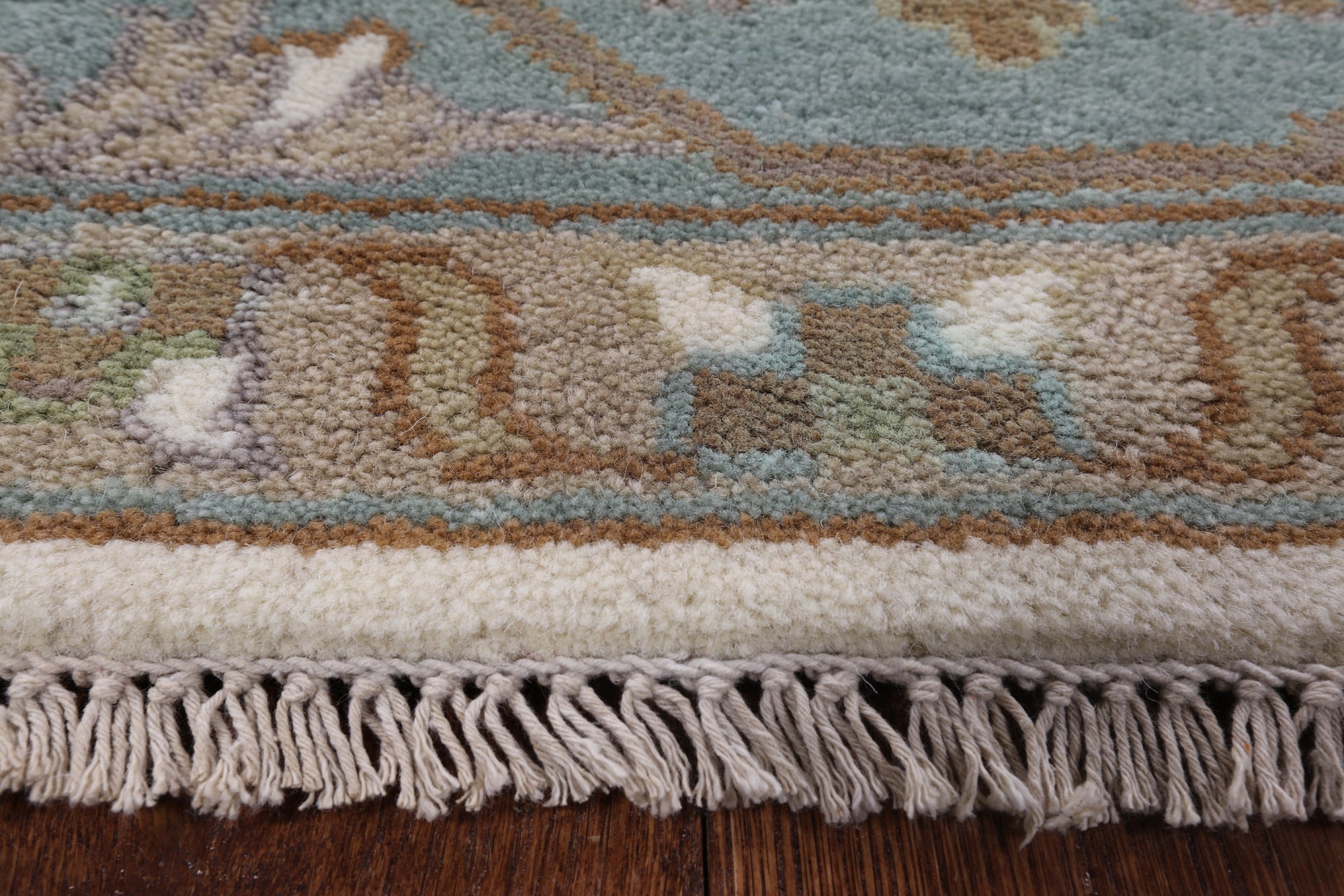 Ivory Turkish Oushak Hand Knotted Wool Area Rug - 8' 0" X 9' 10" - Golden Nile