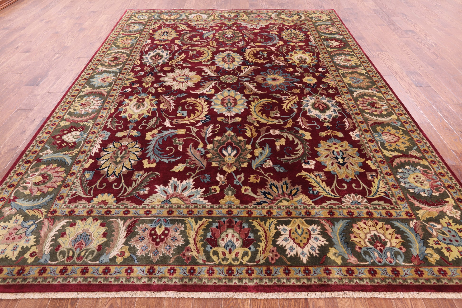 Red Persian Tabriz Handmade Wool Rug - 9' 2" X 12' 0" - Golden Nile