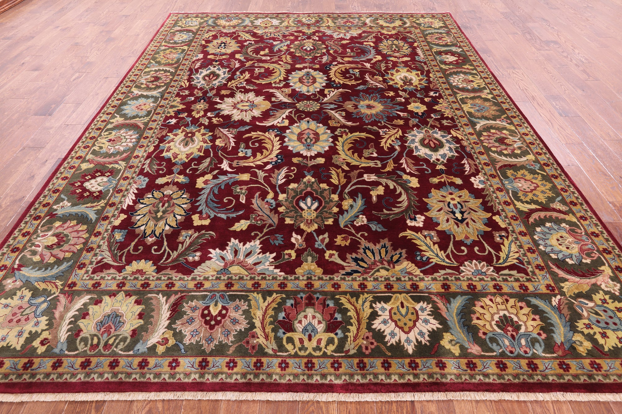 Red Persian Tabriz Handmade Wool Rug - 9' 2" X 12' 0" - Golden Nile