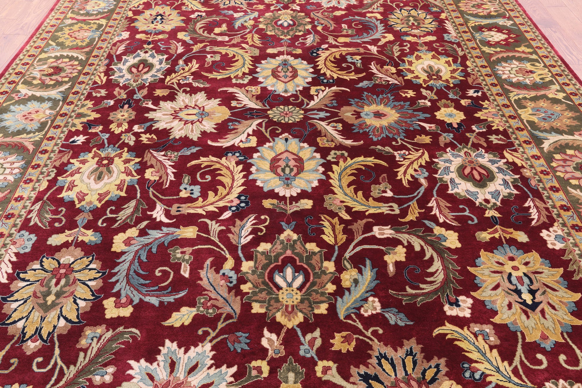 Red Persian Tabriz Handmade Wool Rug - 9' 2" X 12' 0" - Golden Nile