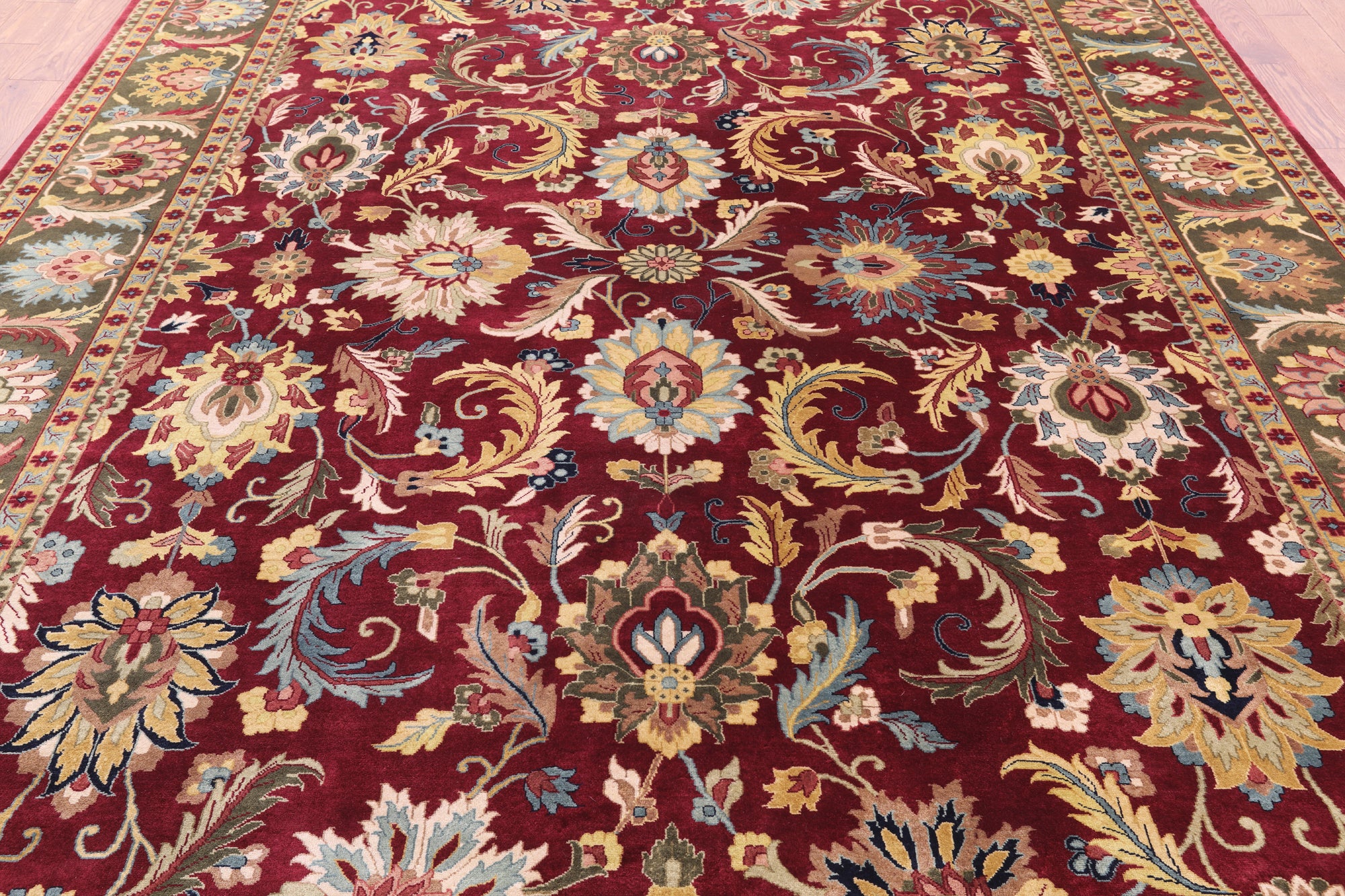 Red Persian Tabriz Handmade Wool Rug - 9' 2" X 12' 0" - Golden Nile