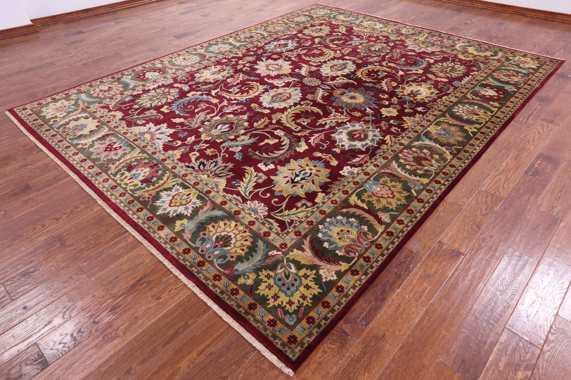 Red Persian Tabriz Handmade Wool Rug - 9' 2" X 12' 0" - Golden Nile