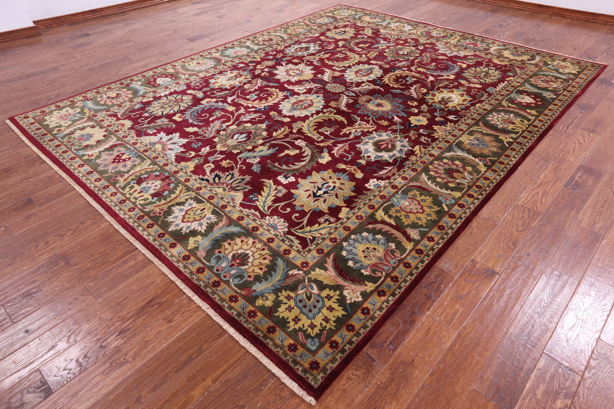 Red Persian Tabriz Handmade Wool Rug - 9' 2" X 12' 0" - Golden Nile