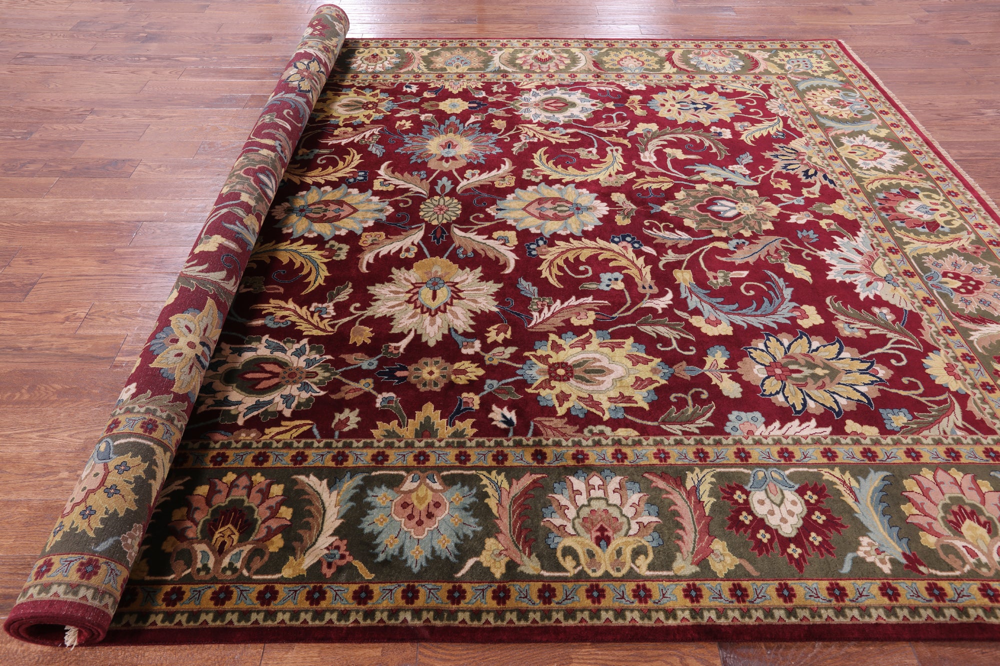 Red Persian Tabriz Handmade Wool Rug - 9' 2" X 12' 0" - Golden Nile