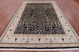 Black Persian Ziegler Hand Knotted Wool Rug - 9' 0" X 11' 9" - Golden Nile