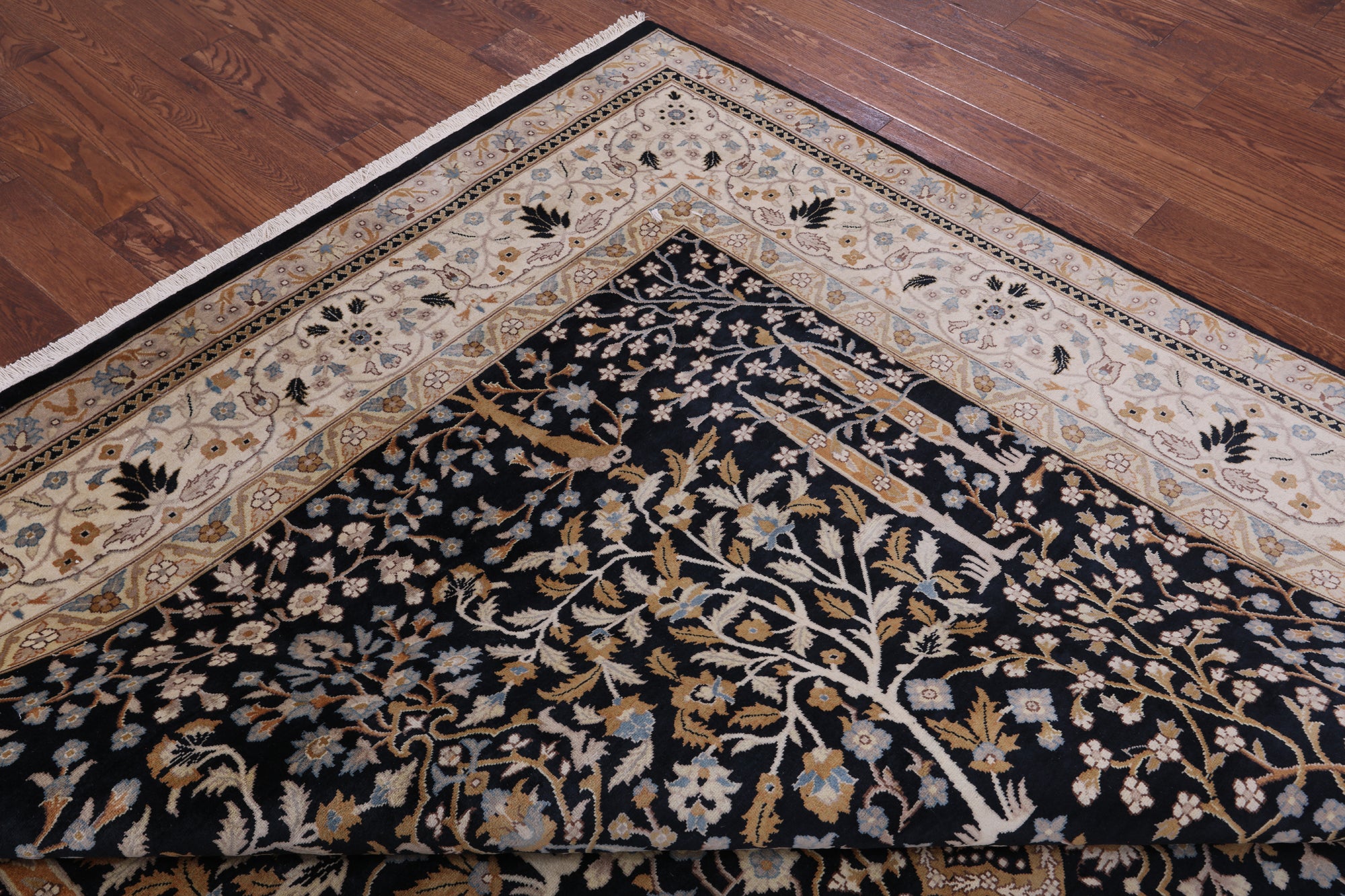 Black Persian Ziegler Hand Knotted Wool Rug - 9' 0" X 11' 9" - Golden Nile