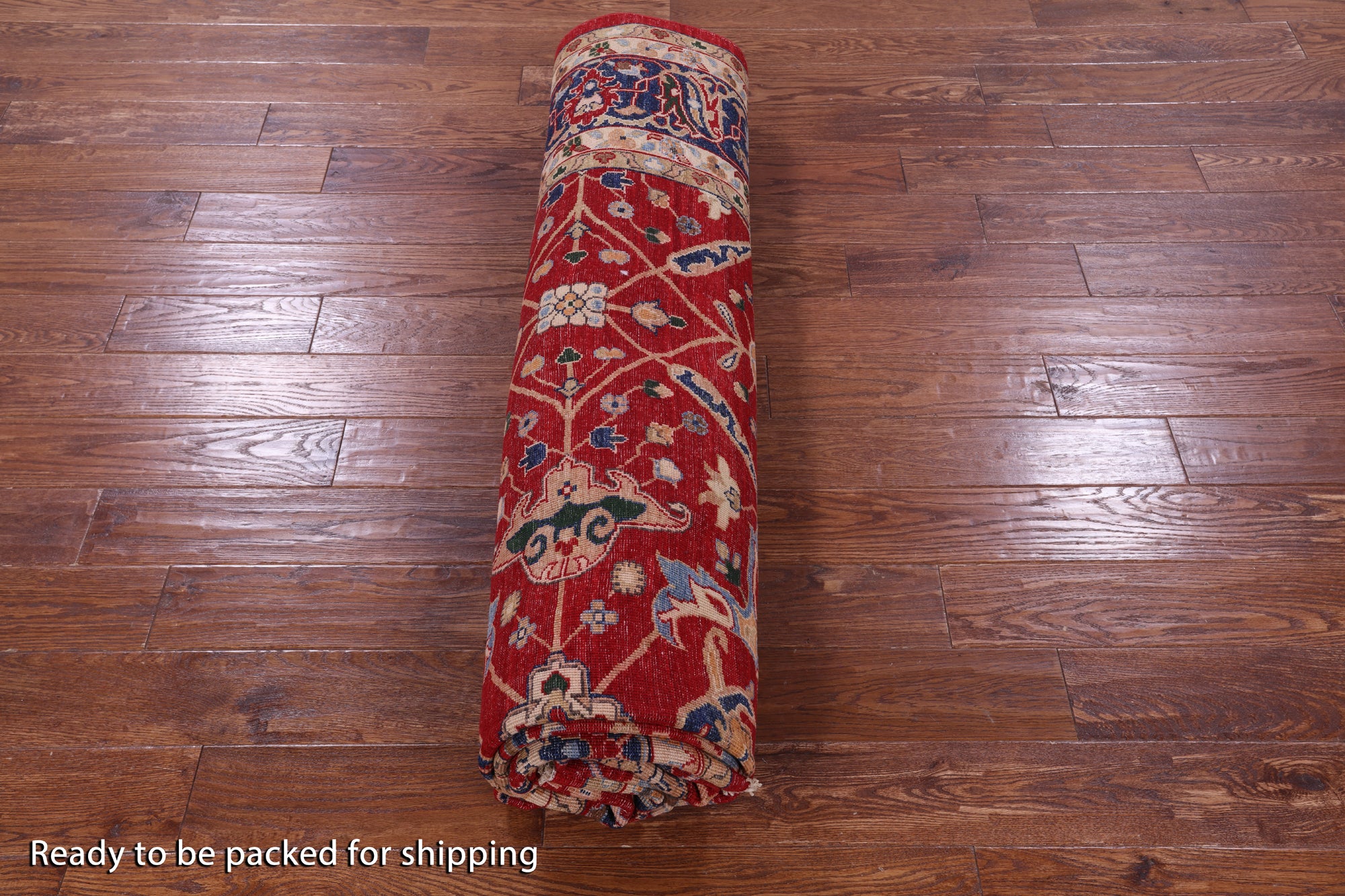 Red Persian Fine Serapi Hand Knotted Wool Rug - 8' 10" X 11' 10" - Golden Nile