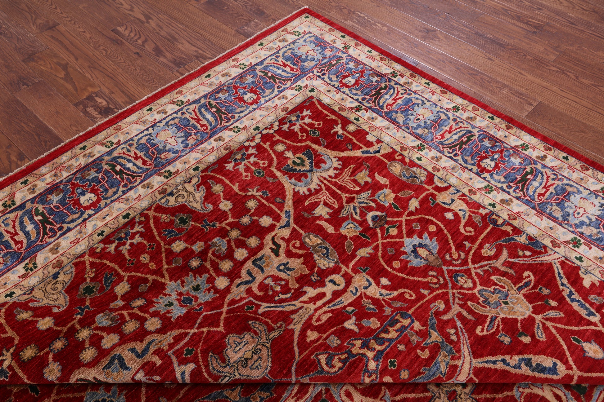 Red Persian Fine Serapi Hand Knotted Wool Rug - 8' 10" X 11' 10" - Golden Nile