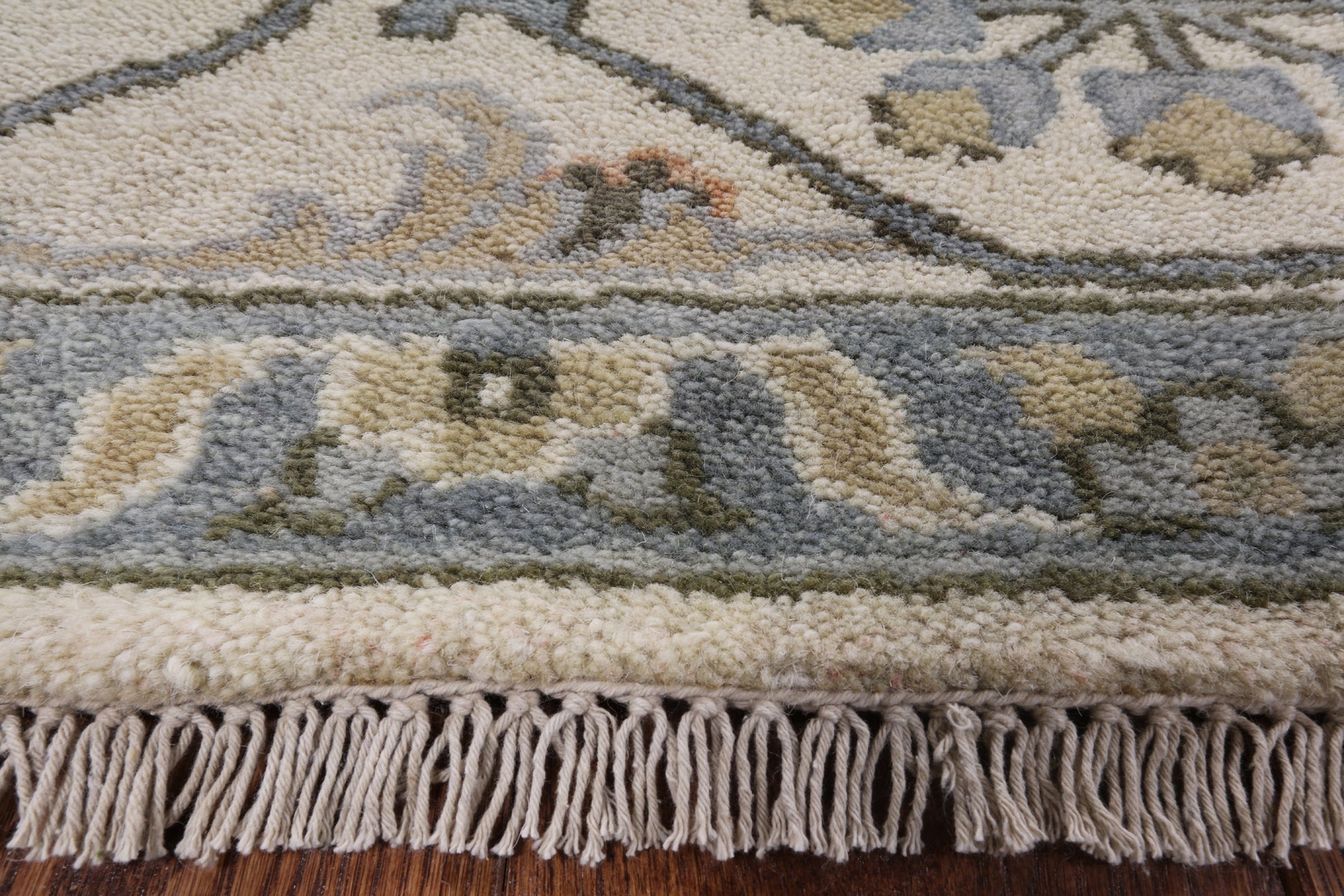 Ivory Turkish Oushak Hand Knotted Wool Area Rug - 8' 3" X 9' 9" - Golden Nile
