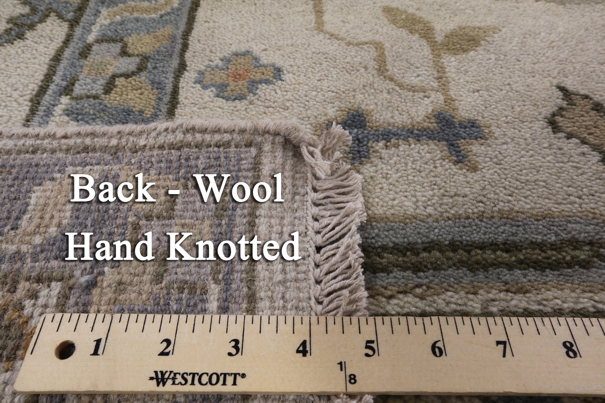 Ivory Turkish Oushak Hand Knotted Wool Area Rug - 8' 3" X 9' 9" - Golden Nile