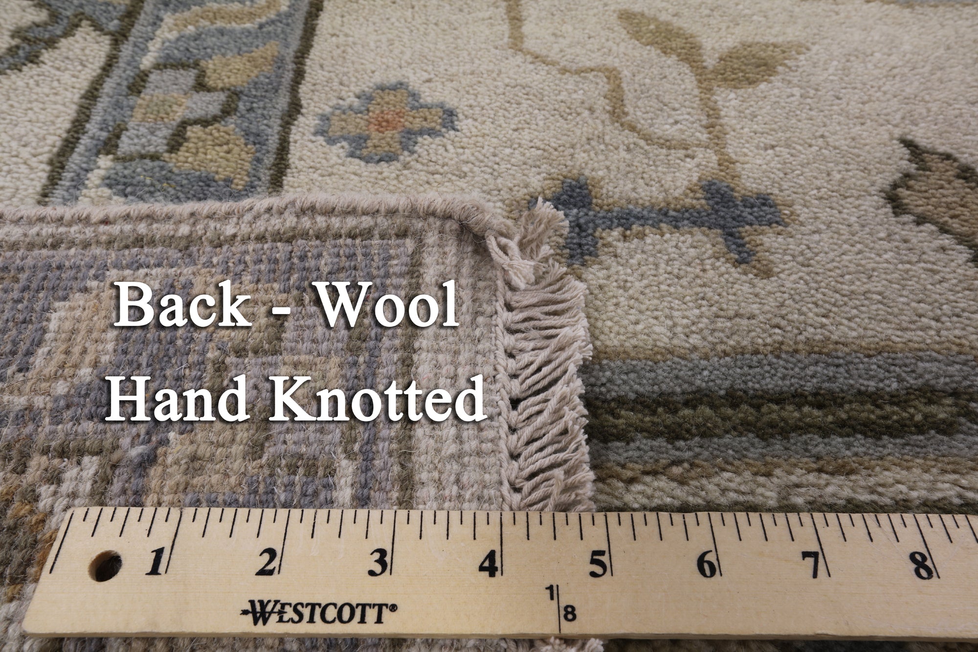 Ivory Turkish Oushak Hand Knotted Wool Area Rug - 8' 3" X 9' 9" - Golden Nile