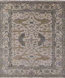 Ivory Turkish Oushak Hand Knotted Wool Area Rug - 8' 3" X 9' 9" - Golden Nile
