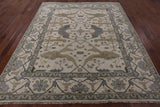 Ivory Turkish Oushak Hand Knotted Wool Area Rug - 8' 3" X 9' 9" - Golden Nile