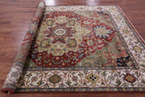 Rust Persian Fine Serapi Hand Knotted Wool Rug - 7' 10" X 10' 1" - Golden Nile