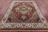 Rust Persian Fine Serapi Hand Knotted Wool Rug - 7' 10" X 10' 1" - Golden Nile
