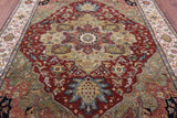 Rust Persian Fine Serapi Hand Knotted Wool Rug - 7' 10" X 10' 1" - Golden Nile