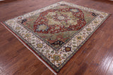 Rust Persian Fine Serapi Hand Knotted Wool Rug - 7' 10" X 10' 1" - Golden Nile