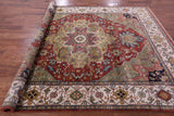 Rust Persian Fine Serapi Handmade Wool Rug - 7' 9" X 9' 9" - Golden Nile