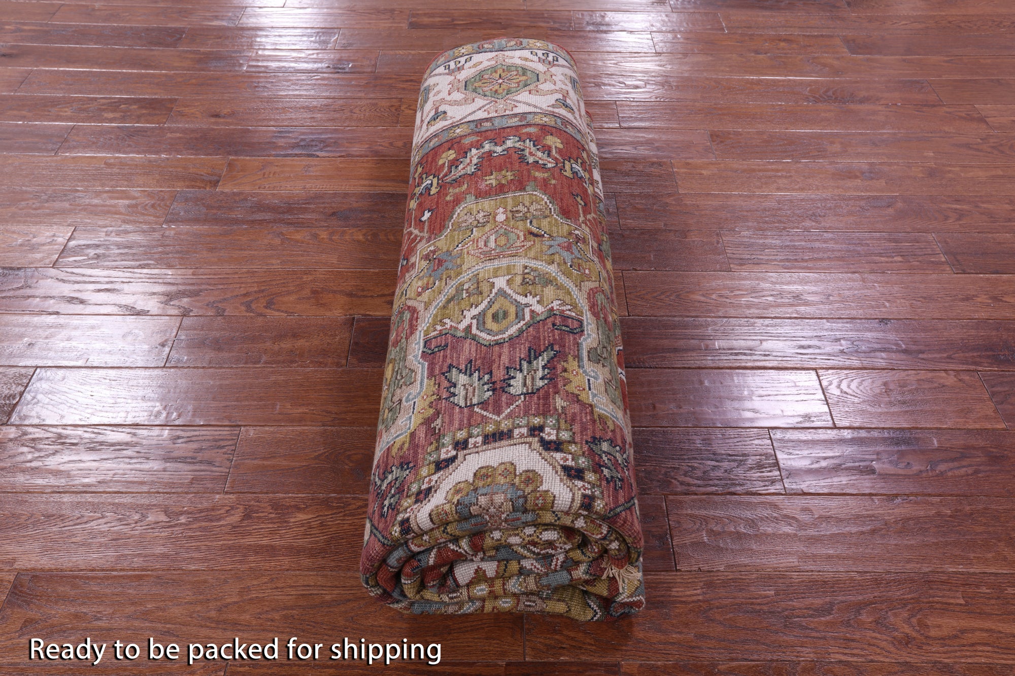 Rust Persian Fine Serapi Handmade Wool Rug - 7' 9" X 9' 9" - Golden Nile